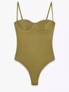 Zara Olive Green Structured Bustier Bodysuit